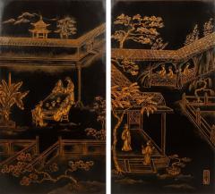 Hand Painted Gilt Decorated Chinoiserie Panels Hanging Wall Art Work - 3813642