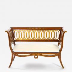 Hand Painted Partially Gilt Adams Style Small Settee - 3536427