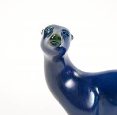 Hand Painted Porcelain Cobalt Blue Greenish Iridescent Decorative Sculpture - 4086145