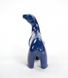 Hand Painted Porcelain Cobalt Blue Greenish Iridescent Decorative Sculpture - 4086149