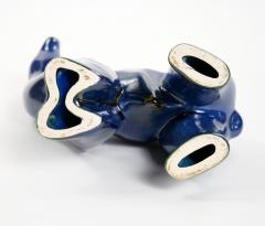 Hand Painted Porcelain Cobalt Blue Greenish Iridescent Decorative Sculpture - 4086152