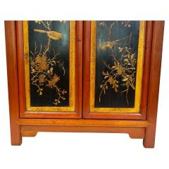 Hand Painted Red Gilt Wood Chinoiserie Decorated Cabinet - 2786371