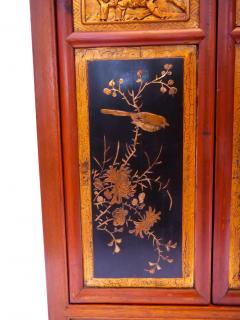 Hand Painted Red Gilt Wood Chinoiserie Decorated Cabinet - 2786376