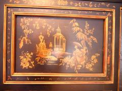 Hand Painted Wood Chinoiserie Panels Trumeau Mirror - 2824327