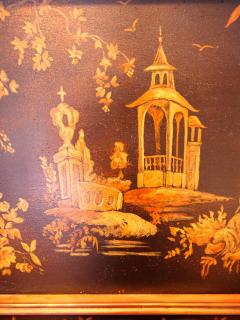 Hand Painted Wood Chinoiserie Panels Trumeau Mirror - 2824328