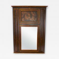 Hand Painted Wood Chinoiserie Panels Trumeau Mirror - 2828910