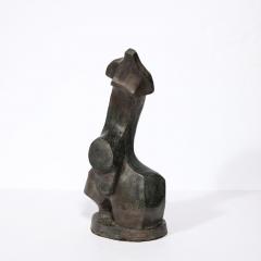 Hand Sculpted French Cubist Abstract Sculpture in Terracotta Signed Philip  - 2946484