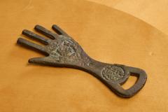 Hand Shaped Bottle Opener in Patinated Sand Cast Iron 1960s - 4526886