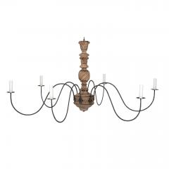 Hand carved Bleached Wood French Chandelier - 4279685