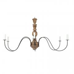 Hand carved Bleached Wood French Chandelier - 4279688