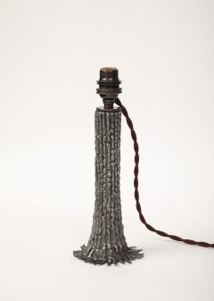 Hand made Lost Wax Pewter Tree Lamp France c 1970 stamped signed - 4236055