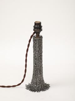 Hand made Lost Wax Pewter Tree Lamp France c 1970 stamped signed - 4236059