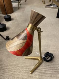 Hand made table lamp with straw marquetry shade - 3939214