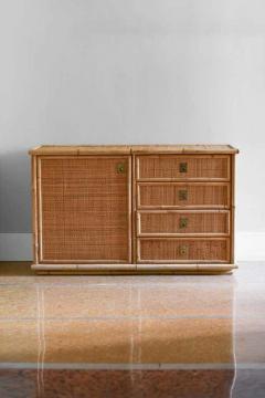 Hand woven rattan and bamboo sideboard 1970 - 3372952