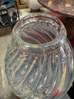 Handblown Glass Vase with Spiral Twist Design - 4315776
