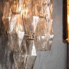 Handblown Murano Glass Smoked Glass Polyhedral Sconces with Brass Fittings - 1579454