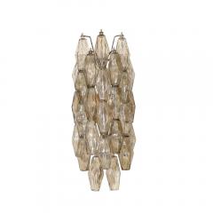 Handblown Murano Smoked Glass Polyhedral Sconces with Antique Brass Fittings - 3751630