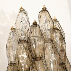 Handblown Murano Smoked Glass Polyhedral Sconces with Antique Brass Fittings - 3751666