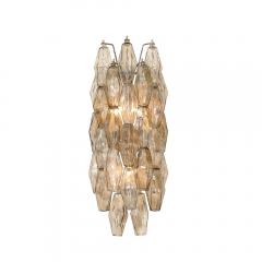 Handblown Murano Smoked Glass Polyhedral Sconces with Antique Brass Fittings - 3751710