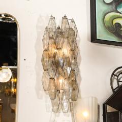 Handblown Murano Smoked Glass Polyhedral Sconces with Antique Brass Fittings - 3751757