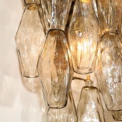 Handblown Murano Smoked Glass Polyhedral Sconces with Antique Brass Fittings - 3751780