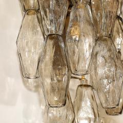 Handblown Murano Smoked Glass Polyhedral Sconces with Antique Brass Fittings - 3751786