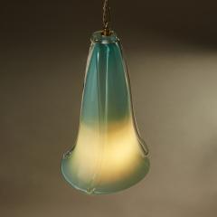 Handblown fluted Italian aqua Murano pendant - 1923134