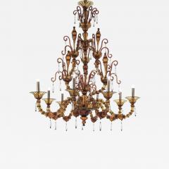 Handcrafted Brown Ca Rezzonico Chandelier With Curled Murano Glass Details - 4634519