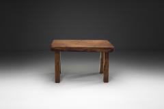 Handcrafted Brutalist Solid Oak Side Table the Netherlands 1970s - 4638302