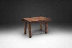 Handcrafted Brutalist Solid Oak Side Table the Netherlands 1970s - 4638303