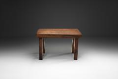 Handcrafted Brutalist Solid Oak Side Table the Netherlands 1970s - 4638304
