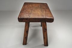 Handcrafted Brutalist Solid Oak Side Table the Netherlands 1970s - 4638305