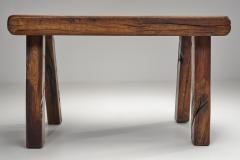 Handcrafted Brutalist Solid Oak Side Table the Netherlands 1970s - 4638307