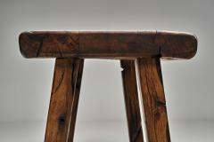 Handcrafted Brutalist Solid Oak Side Table the Netherlands 1970s - 4638308