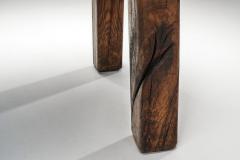 Handcrafted Brutalist Solid Oak Side Table the Netherlands 1970s - 4638312