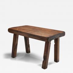 Handcrafted Brutalist Solid Oak Side Table the Netherlands 1970s - 4648660