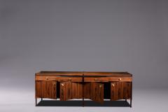 Handcrafted Italian sideboard of the 1960s in rosewood and brass - 3366327