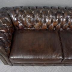 Handcrafted Original 1970s Vintage Brown Leather Chesterfield Sofa - 3477707