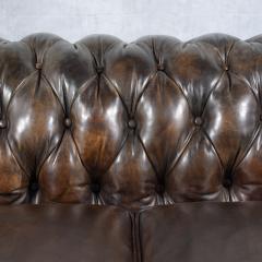 Handcrafted Original 1970s Vintage Brown Leather Chesterfield Sofa - 3477708
