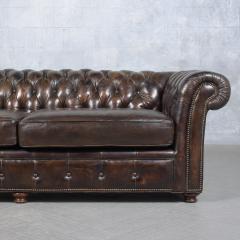 Handcrafted Original 1970s Vintage Brown Leather Chesterfield Sofa - 3477709