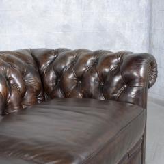 Handcrafted Original 1970s Vintage Brown Leather Chesterfield Sofa - 3477711