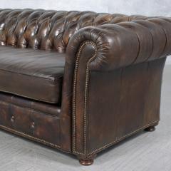 Handcrafted Original 1970s Vintage Brown Leather Chesterfield Sofa - 3477713