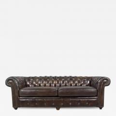 Handcrafted Original 1970s Vintage Brown Leather Chesterfield Sofa - 3482324