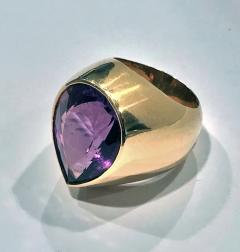 Handmade 1970 s French 18K large Amethyst Ring - 4394365