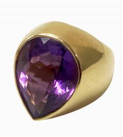 Handmade 1970 s French 18K large Amethyst Ring - 4394366