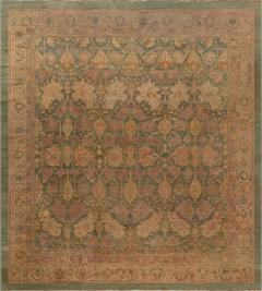 Handmade Antique Turkish Oushak Beige Green Purple Rug - 2451012