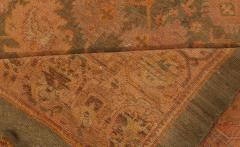 Handmade Antique Turkish Oushak Beige Green Purple Rug - 2451014