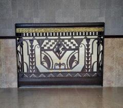 Handmade French Art Deco Style Fer Forg Iron Console with Portoro Marble Top - 4546913