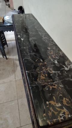 Handmade French Art Deco Style Fer Forg Iron Console with Portoro Marble Top - 4546915