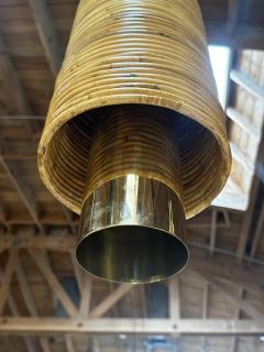 Handmade Italian Bamboo and Brass Pendant 1980s - 2911703
